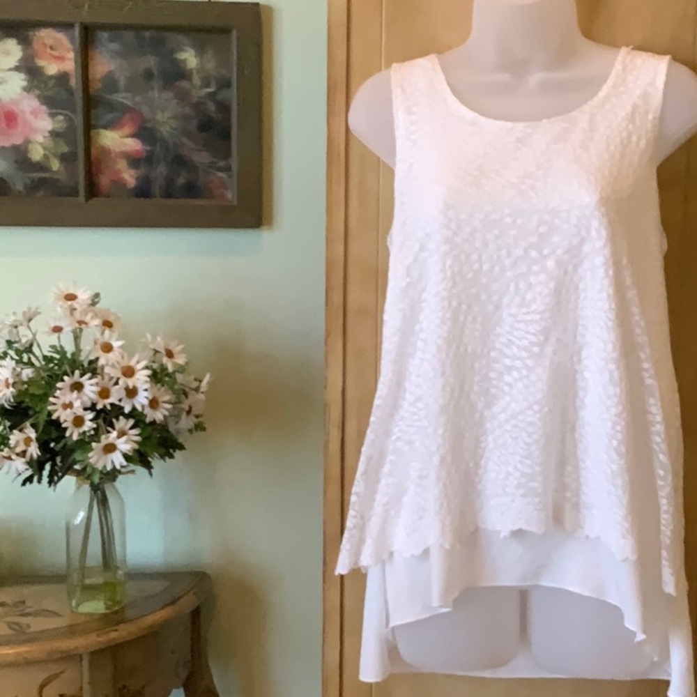 Jennie And Marlis White Lace Tank Top Layered Lined Silky L